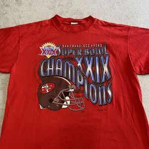 Vintage San Francisco 49ers TShirt Mens XL‎ Red Super Bowl Champs 1995 Graphic